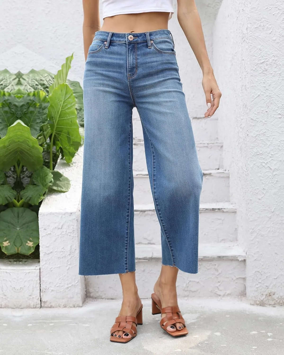 OFLUCK Women's Boyfriend Baggy Jeans High Waist Wide Leg Straight Denim Pants with Pockets
