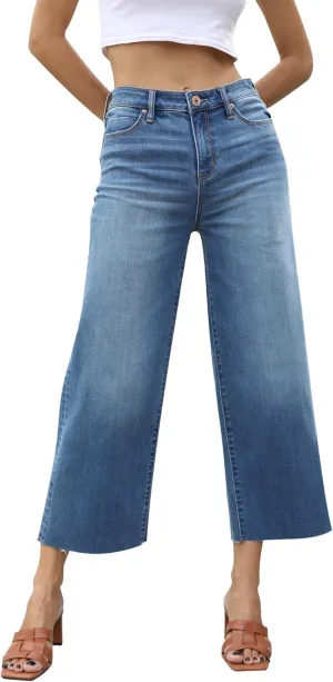 OFLUCK Women's Boyfriend Baggy Jeans High Waist Wide Leg Straight Denim Pants with Pockets