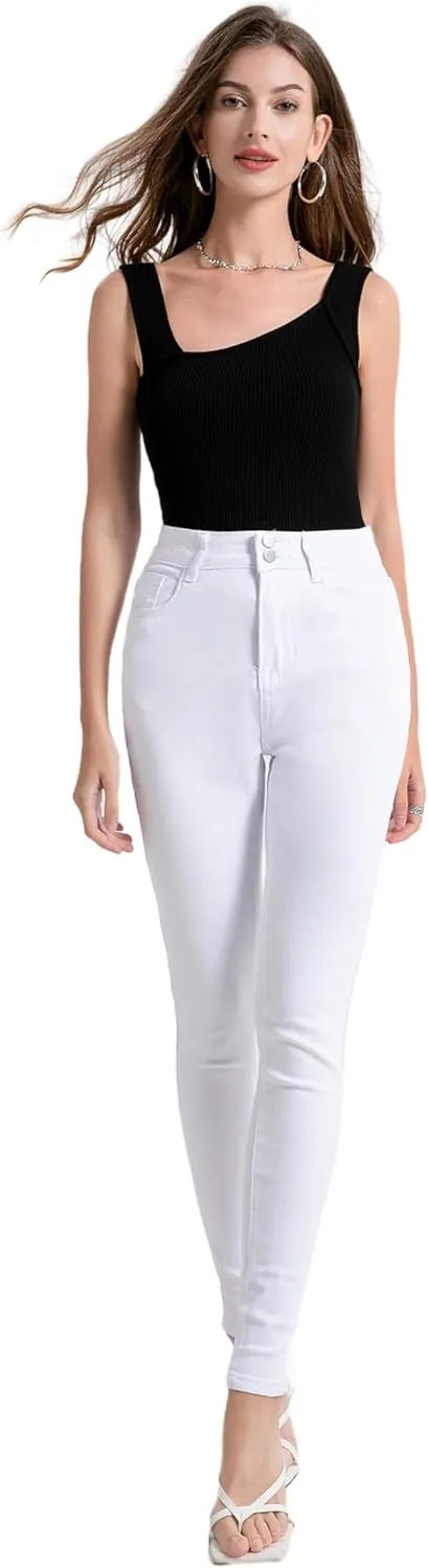 Oneniao Womens Instantly Slims Stretchy Denim Pants Stylish High Waisted Skinny Jeans Butt Lifting Jeggings with Pockets
