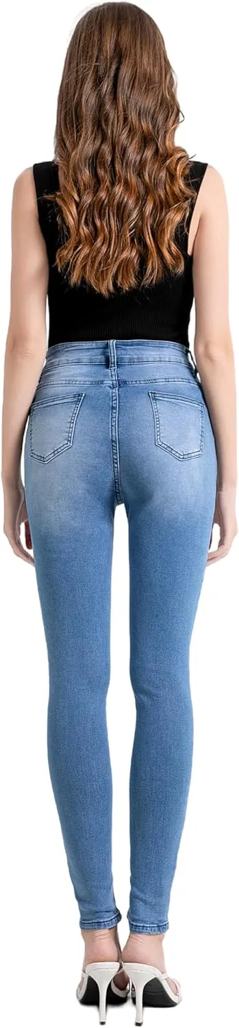 Oneniao Womens Instantly Slims Stretchy Denim Pants Stylish High Waisted Skinny Jeans Butt Lifting Jeggings with Pockets