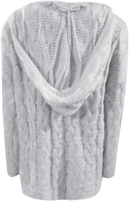 Oversized Sweaters Womens Chunky Cable Knit Pullover Hooded Sweaters V Neck Long Sleeve Loose Hoodies Knitwear Clothes