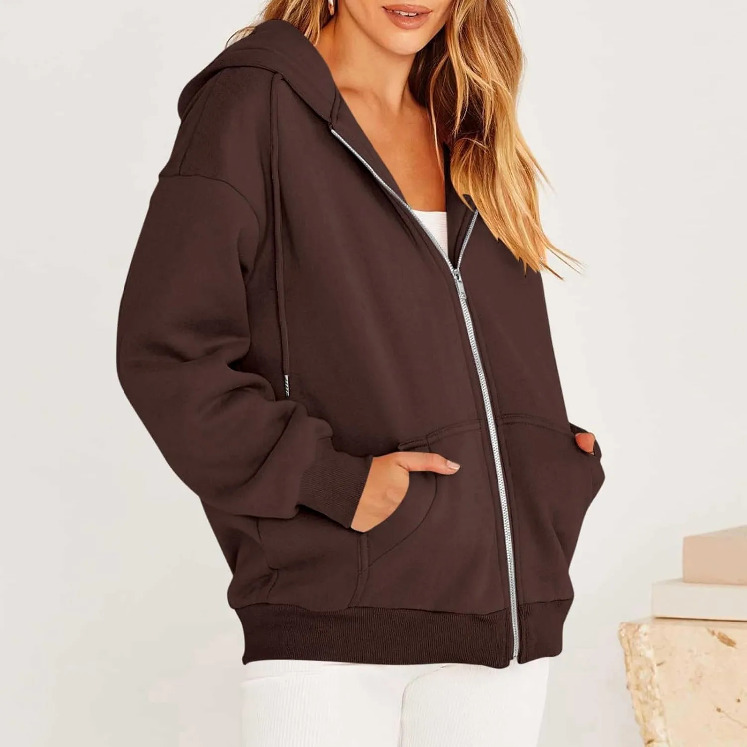 Oversized Sweatshirt For Women,Womens Y2K Zip Up Hoodie Casual Long Sleeve Jacket With Pockets