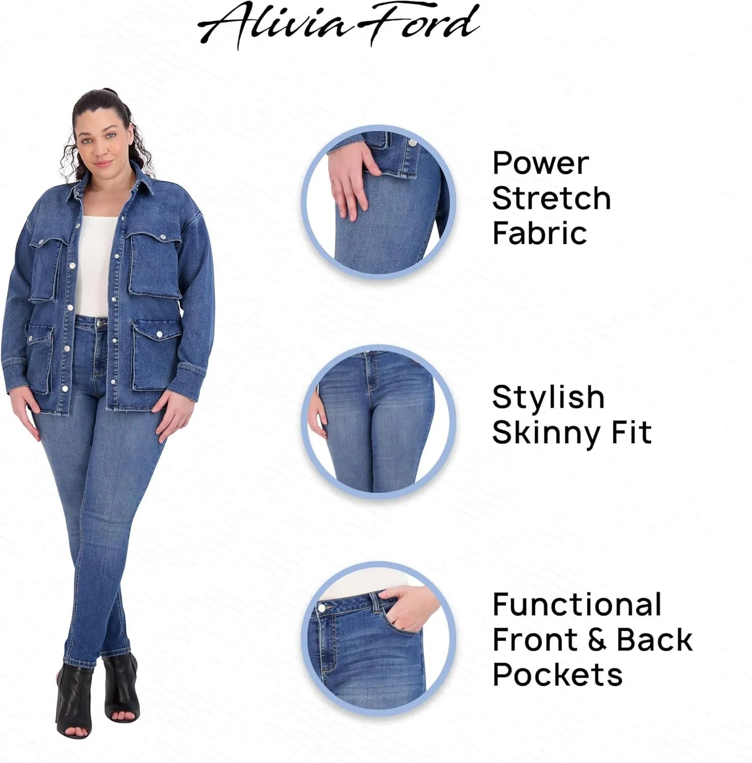 Plus Size Jeans for Women – High Waisted Skinny Jeans for Women – 29”