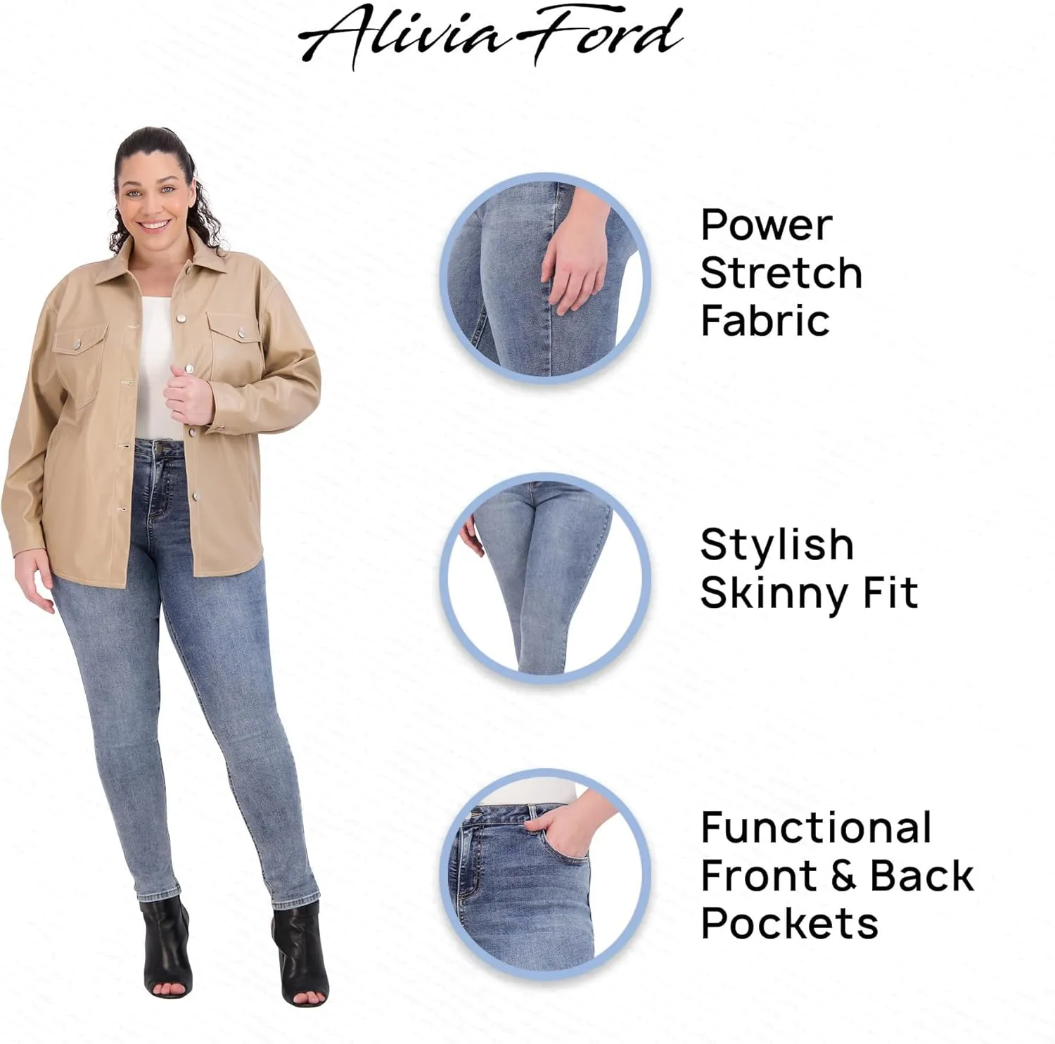 Plus Size Jeans for Women – High Waisted Skinny Jeans for Women – 29”