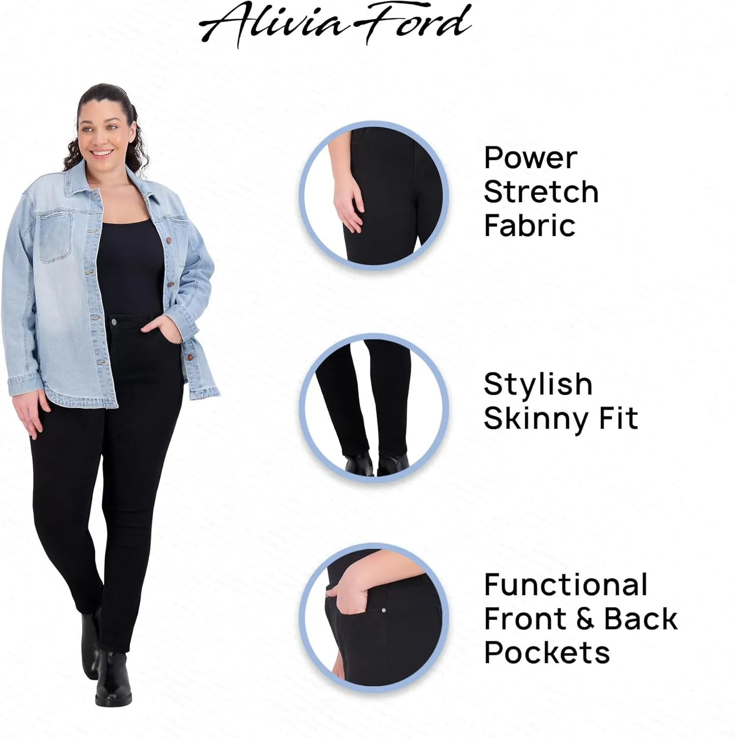 Plus Size Jeans for Women – High Waisted Skinny Jeans for Women – 29”