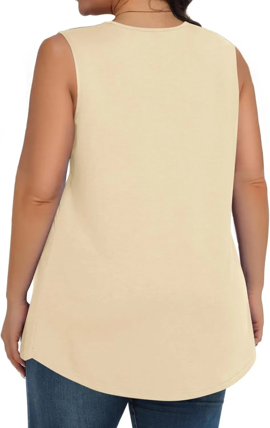 Plus Size Tank Tops Women Casual Summer Sleeveless Tee Round-Neck Pleated T Shirt Loose Flowy Shirts Blouses Tee L-5XL