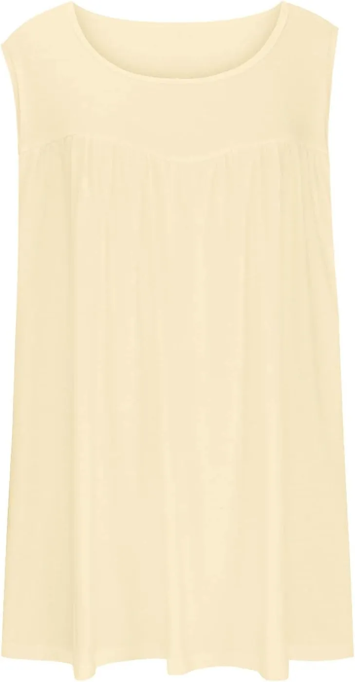 Plus Size Tank Tops Women Casual Summer Sleeveless Tee Round-Neck Pleated T Shirt Loose Flowy Shirts Blouses Tee L-5XL