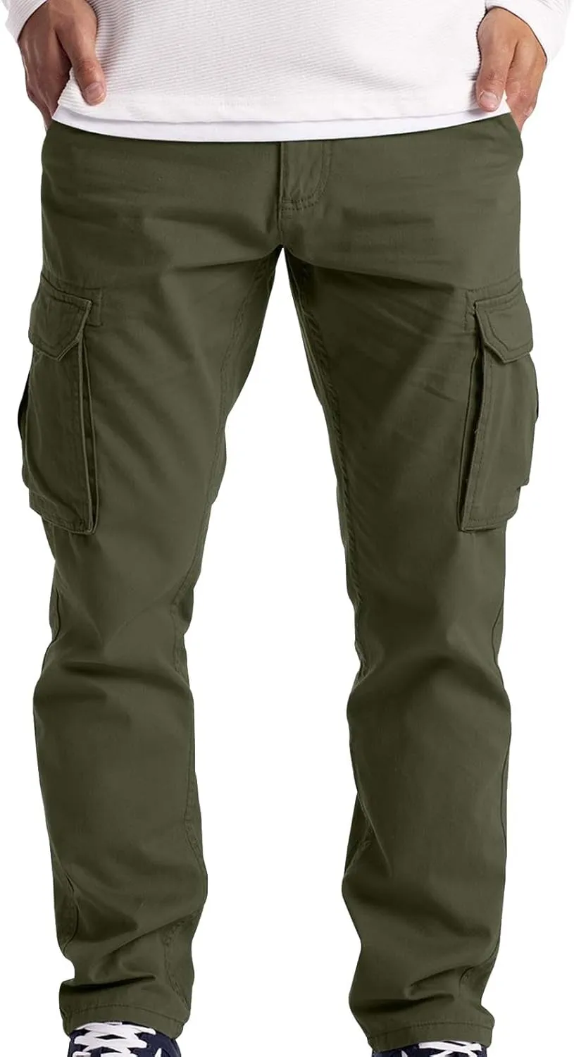 Relaxed Fit Fleece Cargo Sweatpants for Men Oversized Causal Athletic Jogger Pants Outdoor Military Army Cargo Pants