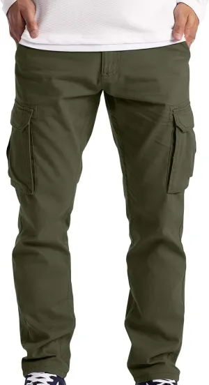 Relaxed Fit Fleece Cargo Sweatpants for Men Oversized Causal Athletic Jogger Pants Outdoor Military Army Cargo Pants