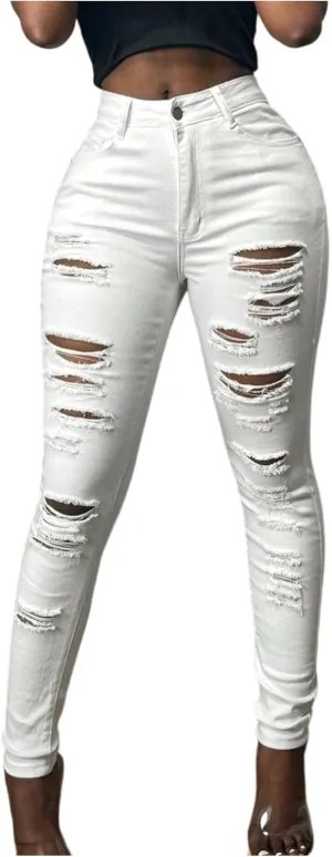Ripped Jeans for Women Trendy Jeggings High Waisted Skinny Jeans Distressed Denim Ankle Pants with Pockets