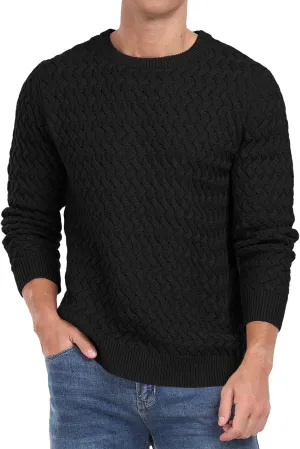 Sailwind Men's Crewneck Cable Knit Sweaters Long Sleeve Casual Twist Patterned Pullover Sweater