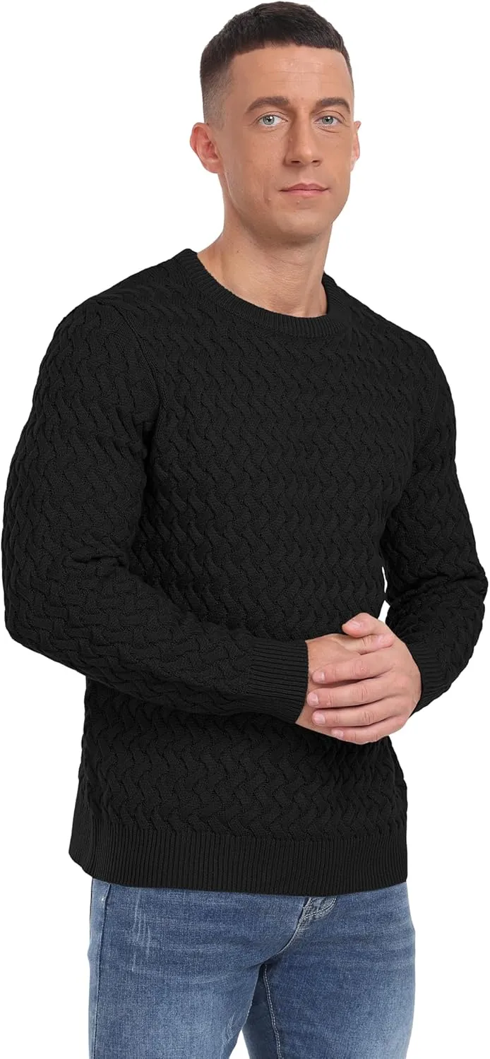 Sailwind Men's Crewneck Cable Knit Sweaters Long Sleeve Casual Twist Patterned Pullover Sweater