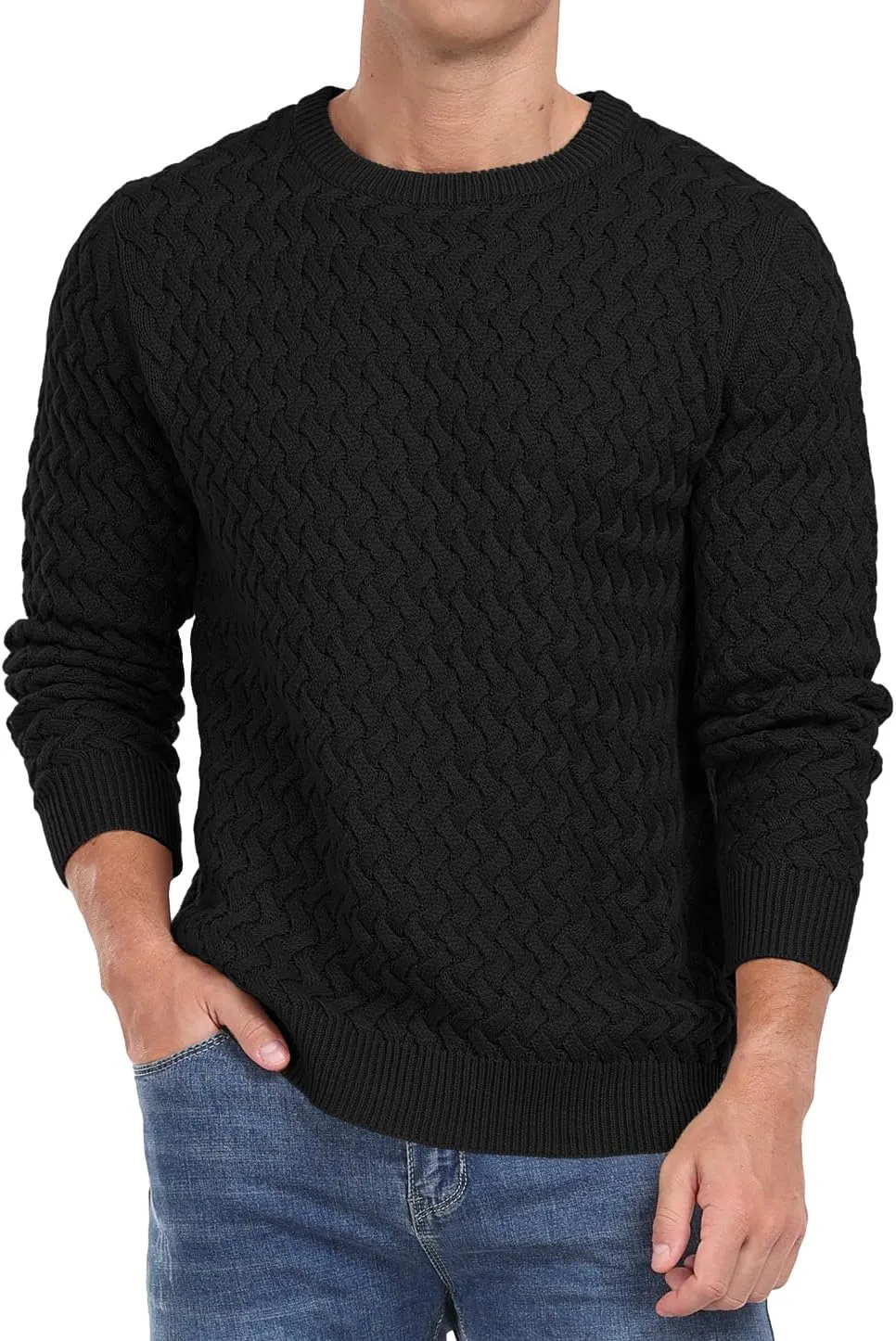 Sailwind Men's Crewneck Cable Knit Sweaters Long Sleeve Casual Twist Patterned Pullover Sweater