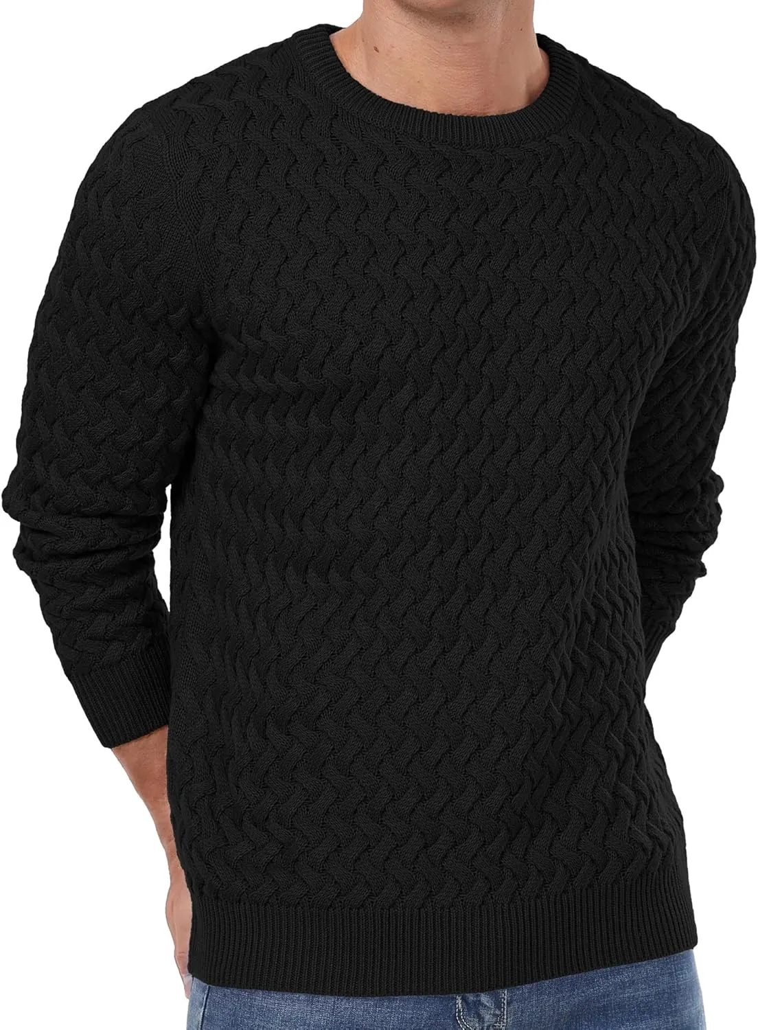 Sailwind Men's Crewneck Cable Knit Sweaters Long Sleeve Casual Twist Patterned Pullover Sweater