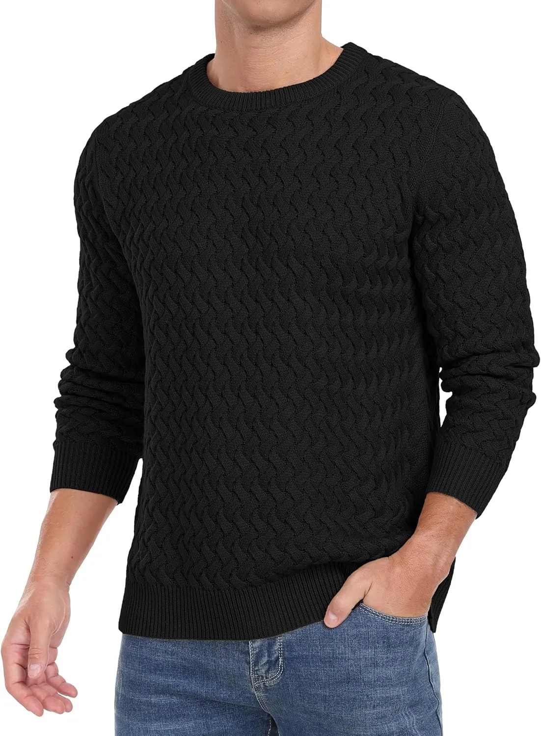 Sailwind Men's Crewneck Cable Knit Sweaters Long Sleeve Casual Twist Patterned Pullover Sweater