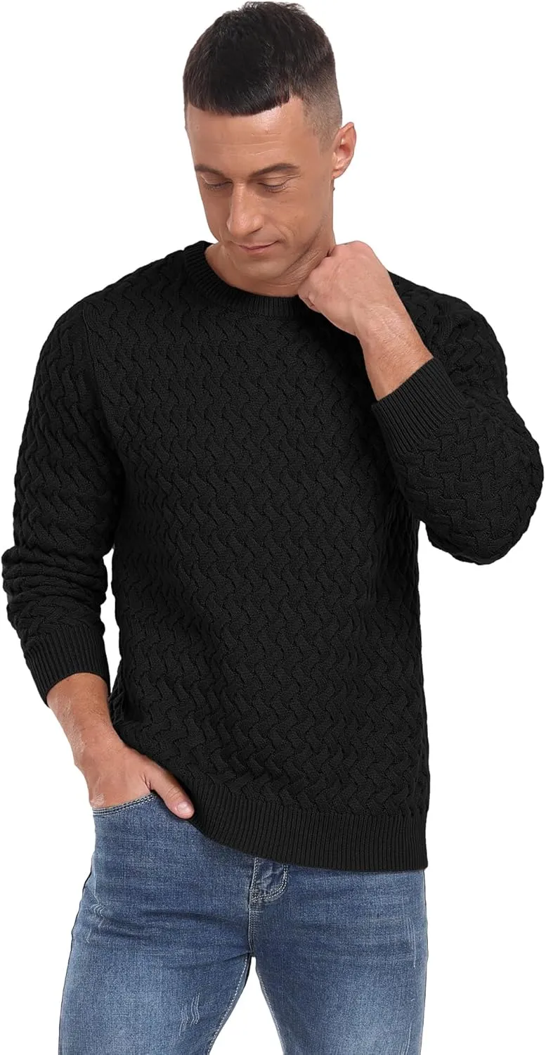 Sailwind Men's Crewneck Cable Knit Sweaters Long Sleeve Casual Twist Patterned Pullover Sweater