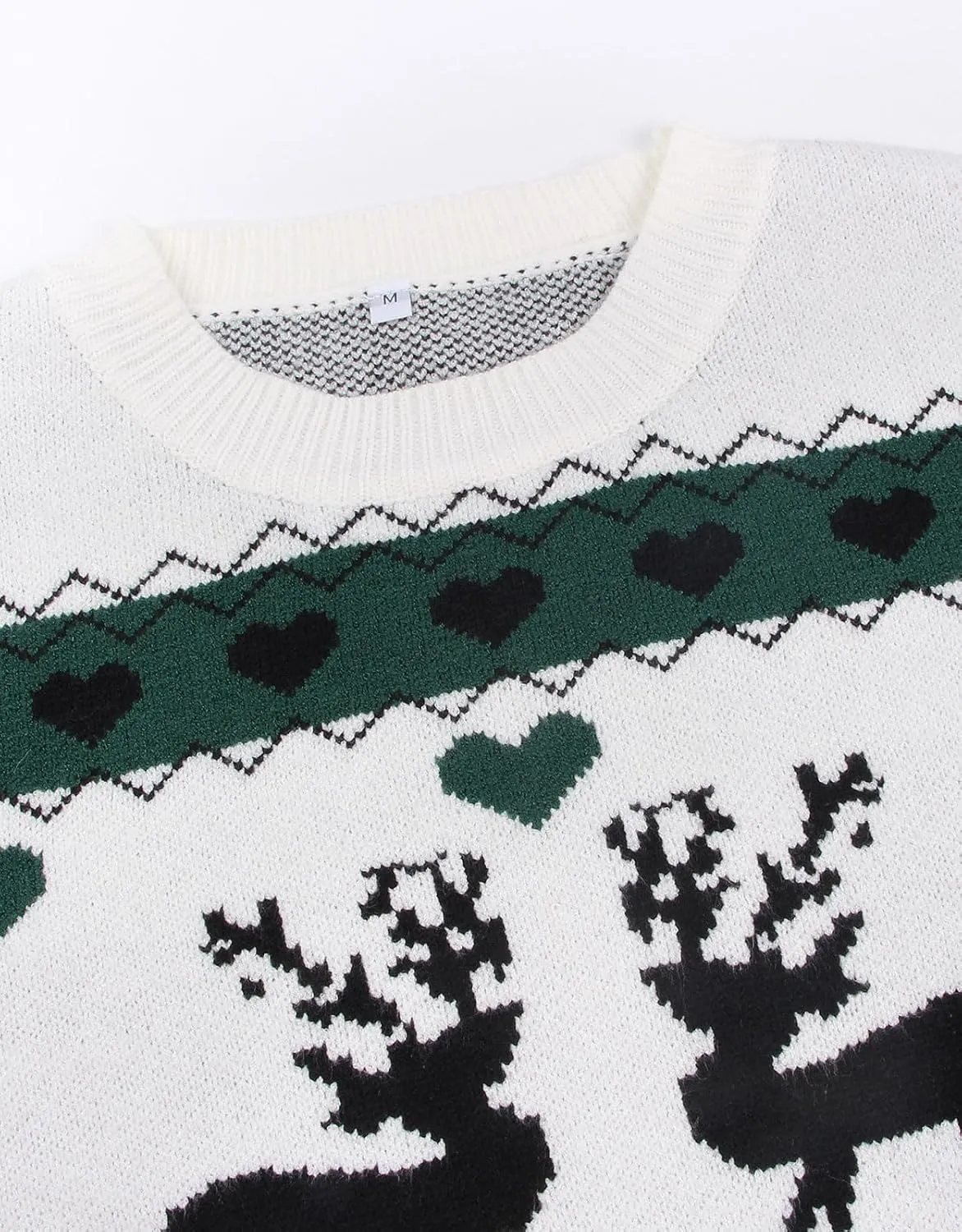shermie Women's Long Sleeve Crew Neck Pullover Sweaters Loose Casual Multi-Hearts Sweater