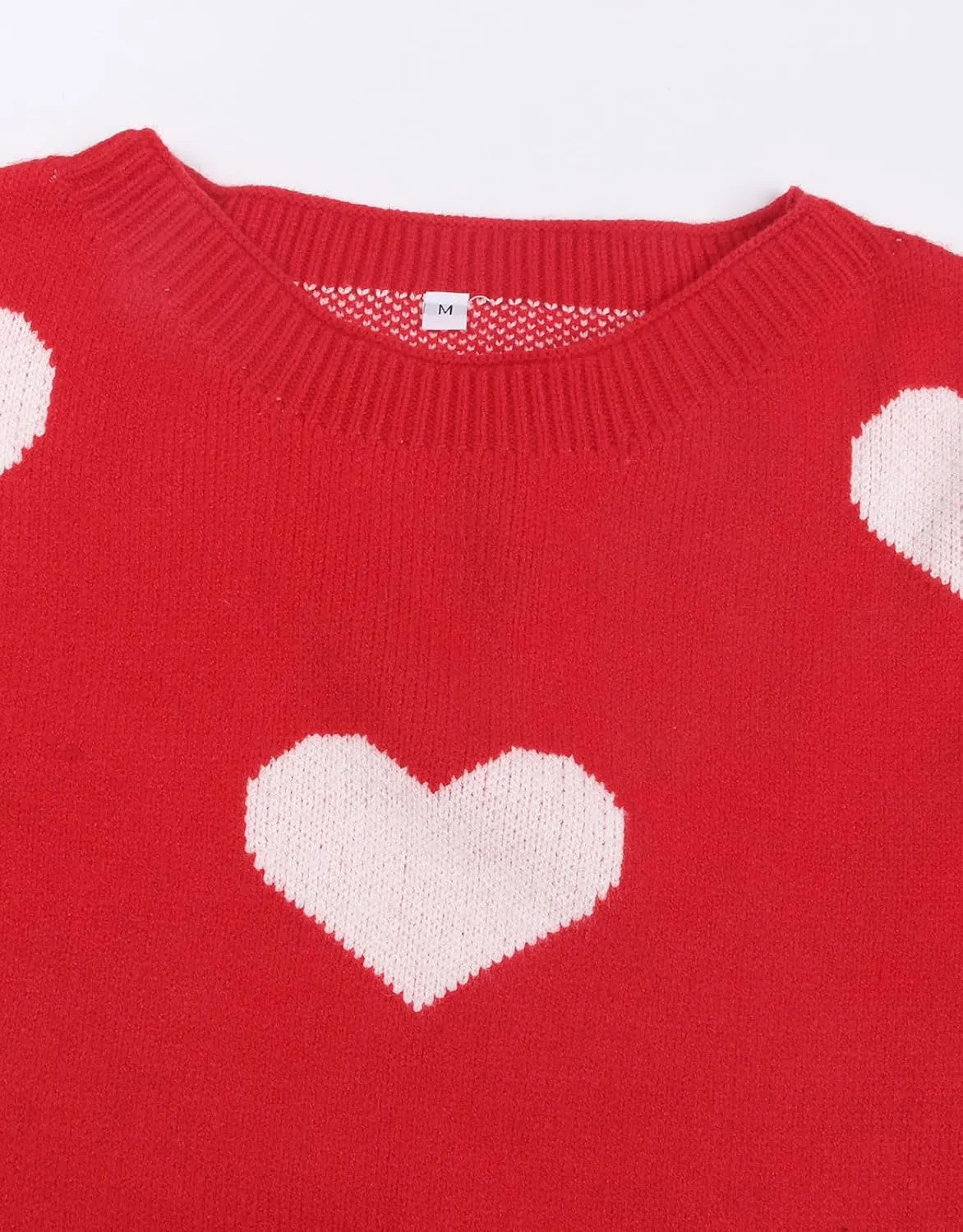 shermie Women's Long Sleeve Crew Neck Pullover Sweaters Loose Casual Multi-Hearts Sweater