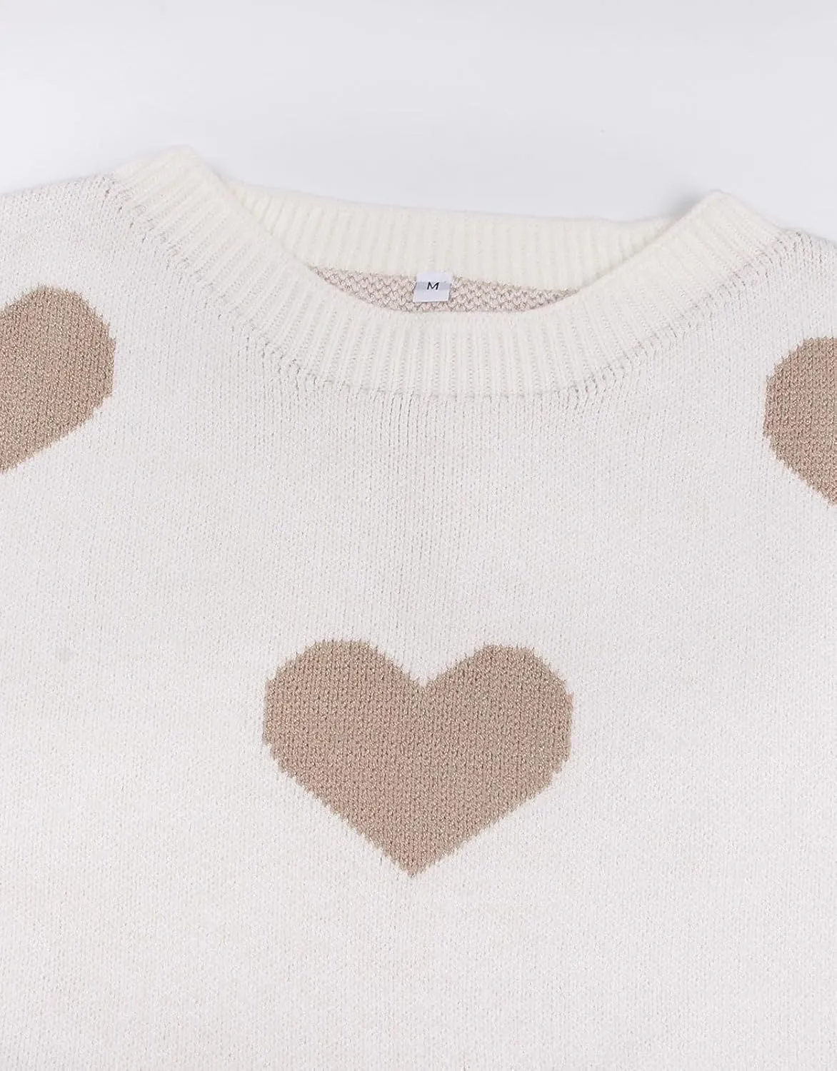 shermie Women's Long Sleeve Crew Neck Pullover Sweaters Loose Casual Multi-Hearts Sweater