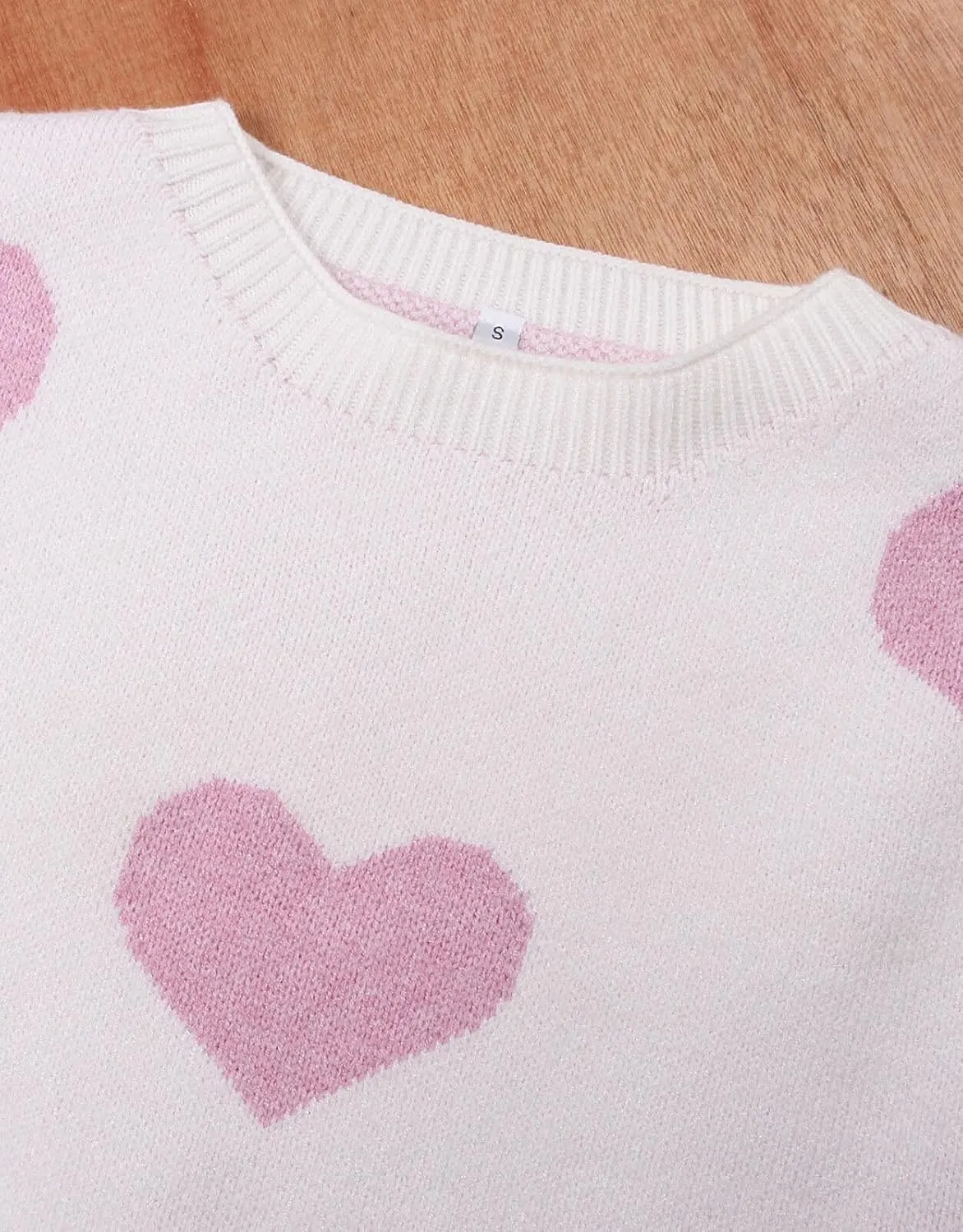shermie Women's Long Sleeve Crew Neck Pullover Sweaters Loose Casual Multi-Hearts Sweater