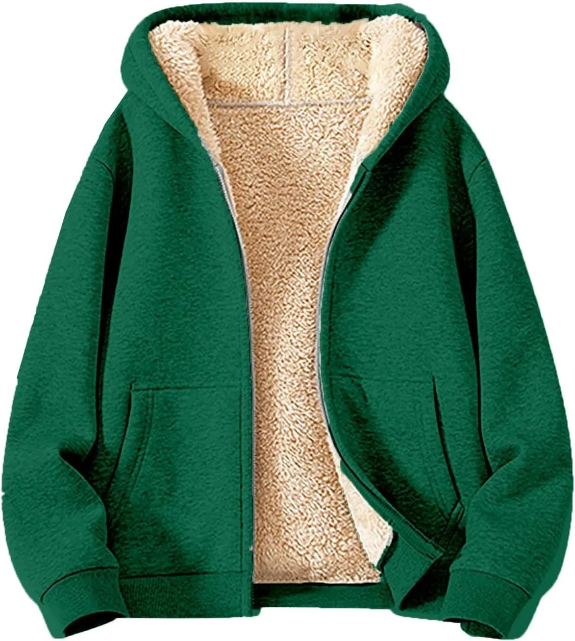 Sherpa Lined Jacket Women,2024 Trendy Zip Up Hoodies Thick Thermal Fleece Sweatshirt Jacket Winter Coat With Pockets