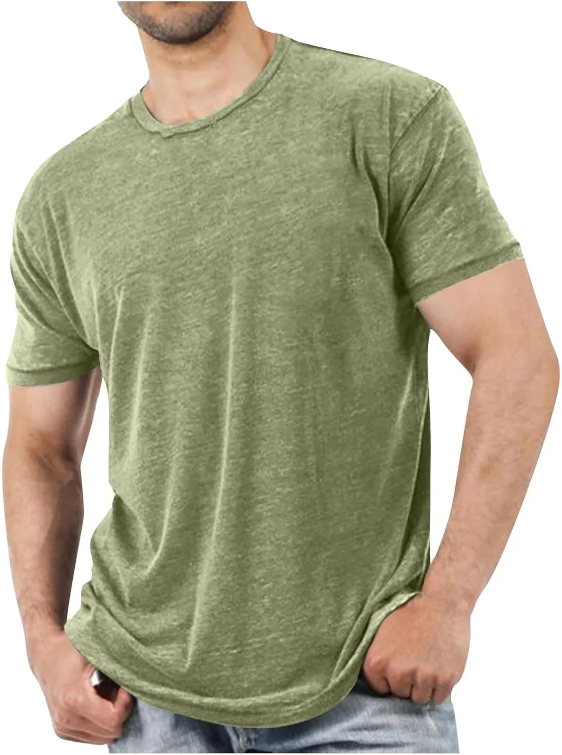 Short Sleeve T Shirt for Men Solid Color Crew Neck Tshirts Casual AAthletic Workout Tops Summer Loose Business Tees