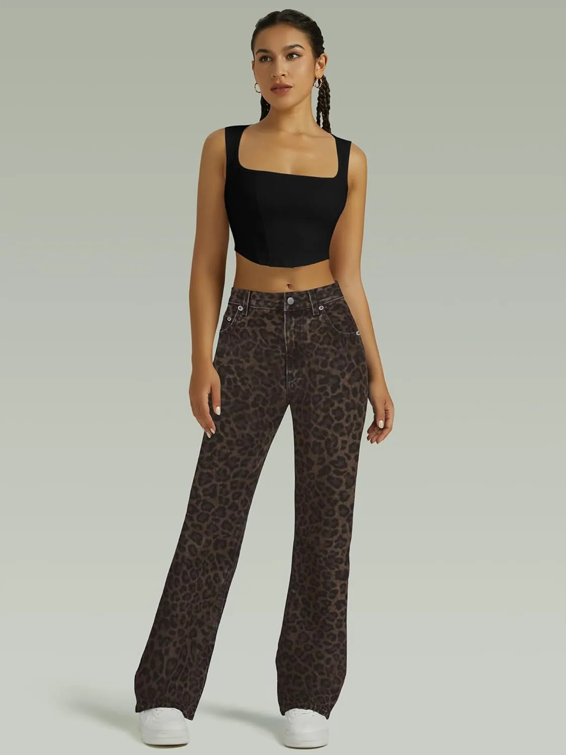 Straight Leg Jeans for Women,High Waisted Wide Leg Loose Microelastic Boyfried Denim Pants