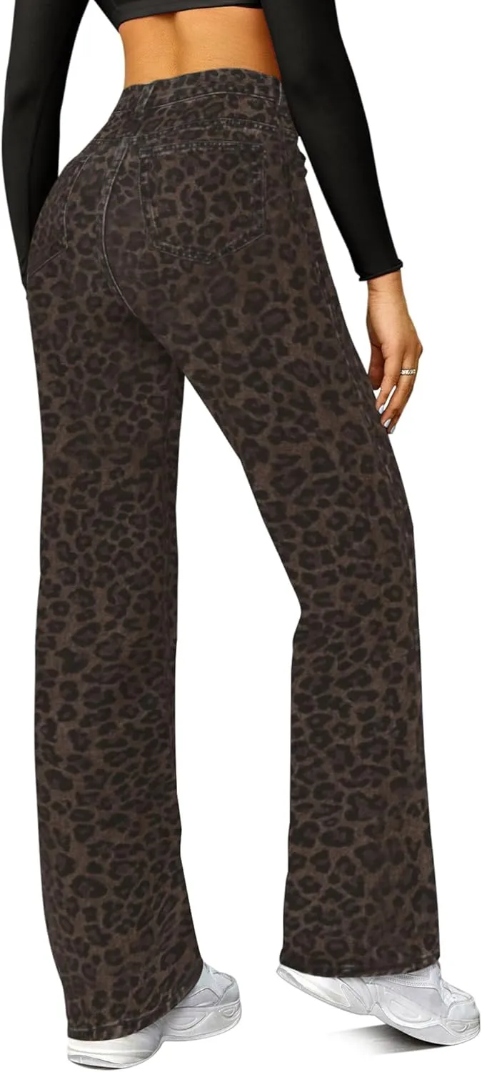 Straight Leg Jeans for Women,High Waisted Wide Leg Loose Microelastic Boyfried Denim Pants