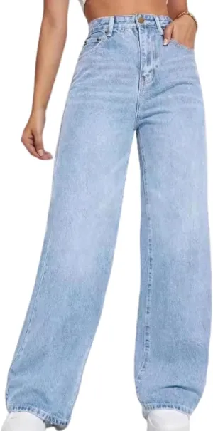 Straight Leg Jeans for Women,High Waisted Wide Leg Loose Microelastic Boyfried Denim Pants