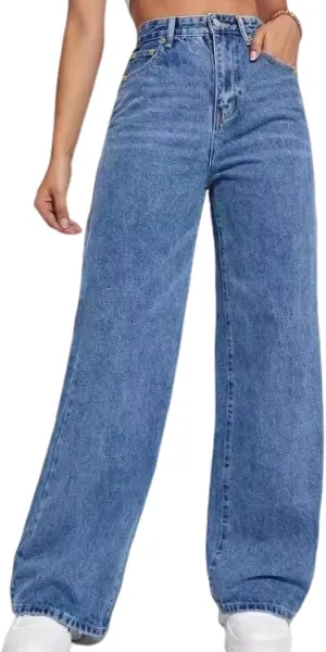 Straight Leg Jeans for Women,High Waisted Wide Leg Loose Microelastic Boyfried Denim Pants
