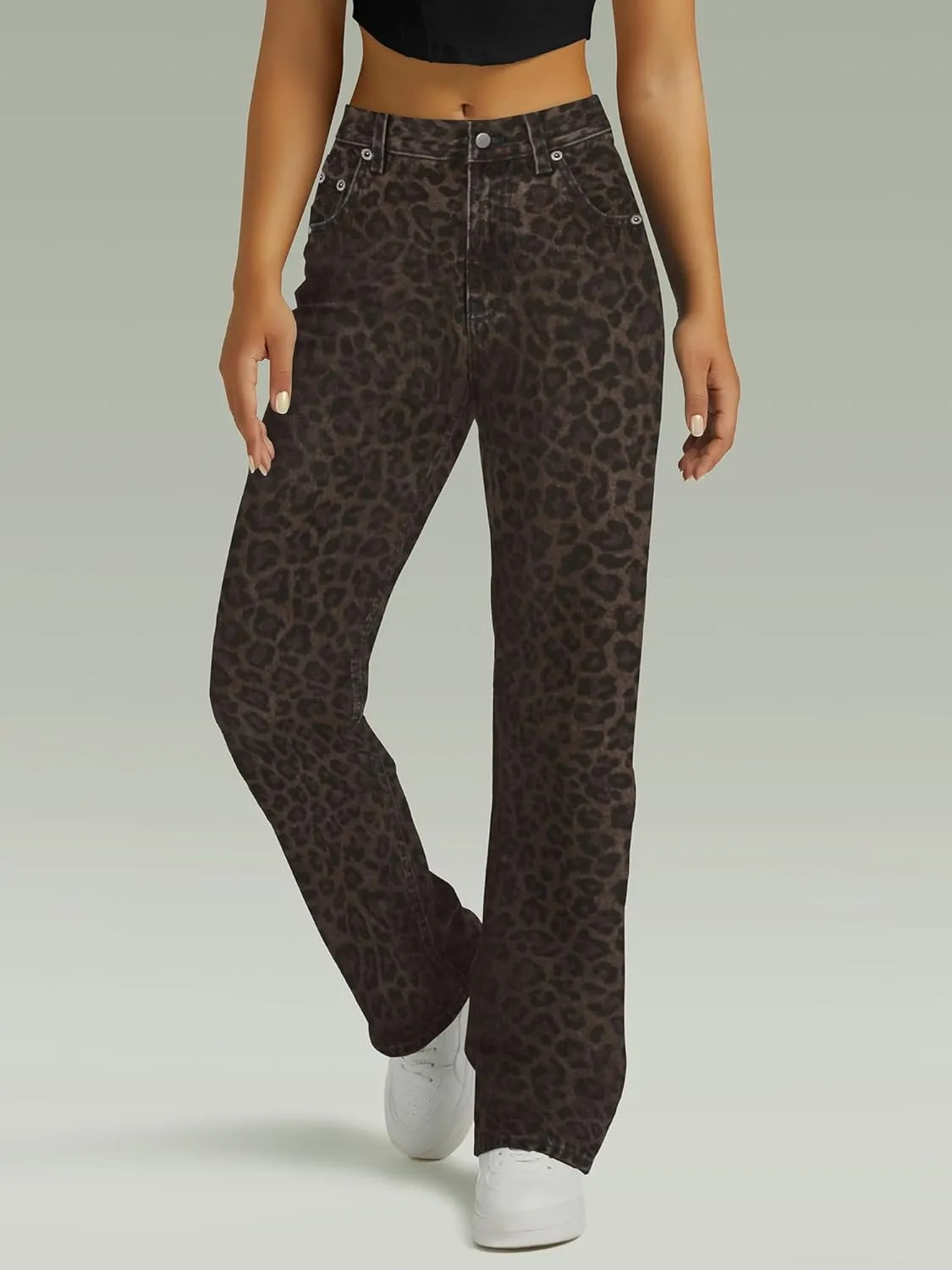 Straight Leg Jeans for Women,High Waisted Wide Leg Loose Microelastic Boyfried Denim Pants