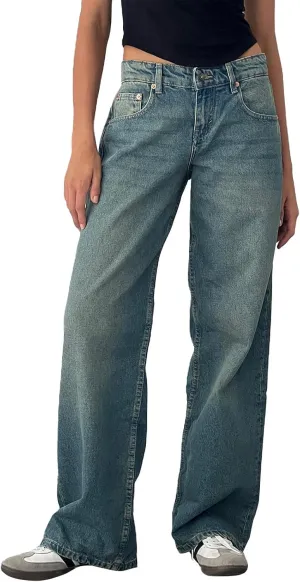 Straight Leg Jeans for Women,High Waisted Wide Leg Loose Microelastic Boyfriend Denim Pants Baggy Jeans Y2K