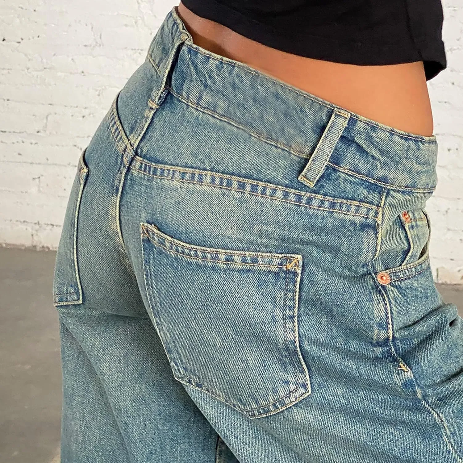 Straight Leg Jeans for Women,High Waisted Wide Leg Loose Microelastic Boyfriend Denim Pants Baggy Jeans Y2K