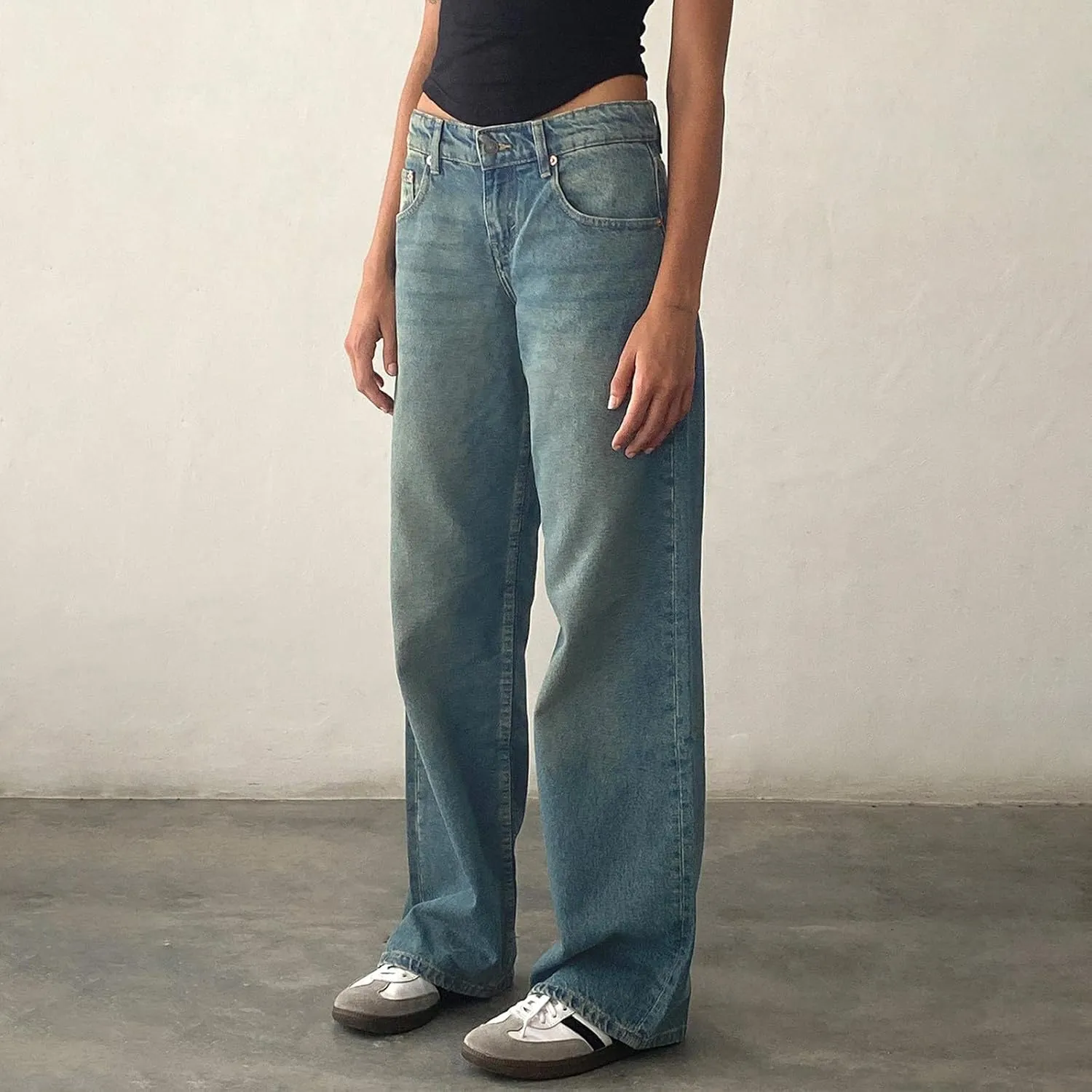 Straight Leg Jeans for Women,High Waisted Wide Leg Loose Microelastic Boyfriend Denim Pants Baggy Jeans Y2K