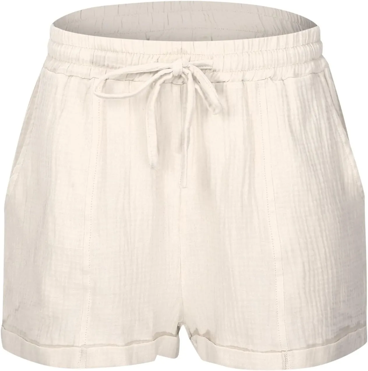 Summer Beach Shorts for Women High Elastic Waist Casual Chino Shorts Lightweight Drawstring Stretch Dressy Pants with Pockets