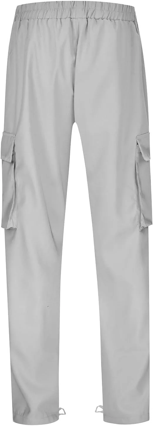 SUWBMHWE Mens Fashion Cargo Pants Multi Pocket Athletic Pants Casual Outdoor Trousers with Drawstring Loose Work Pants