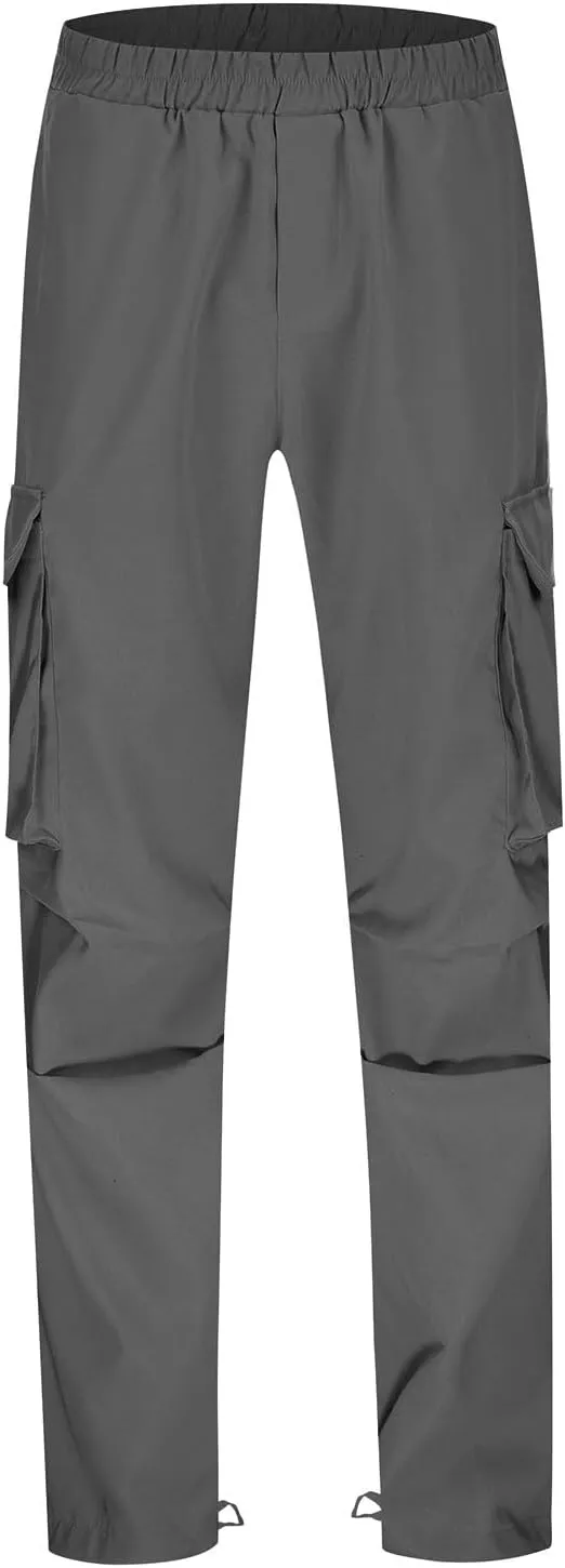 SUWBMHWE Mens Fashion Cargo Pants Multi Pocket Athletic Pants Casual Outdoor Trousers with Drawstring Loose Work Pants