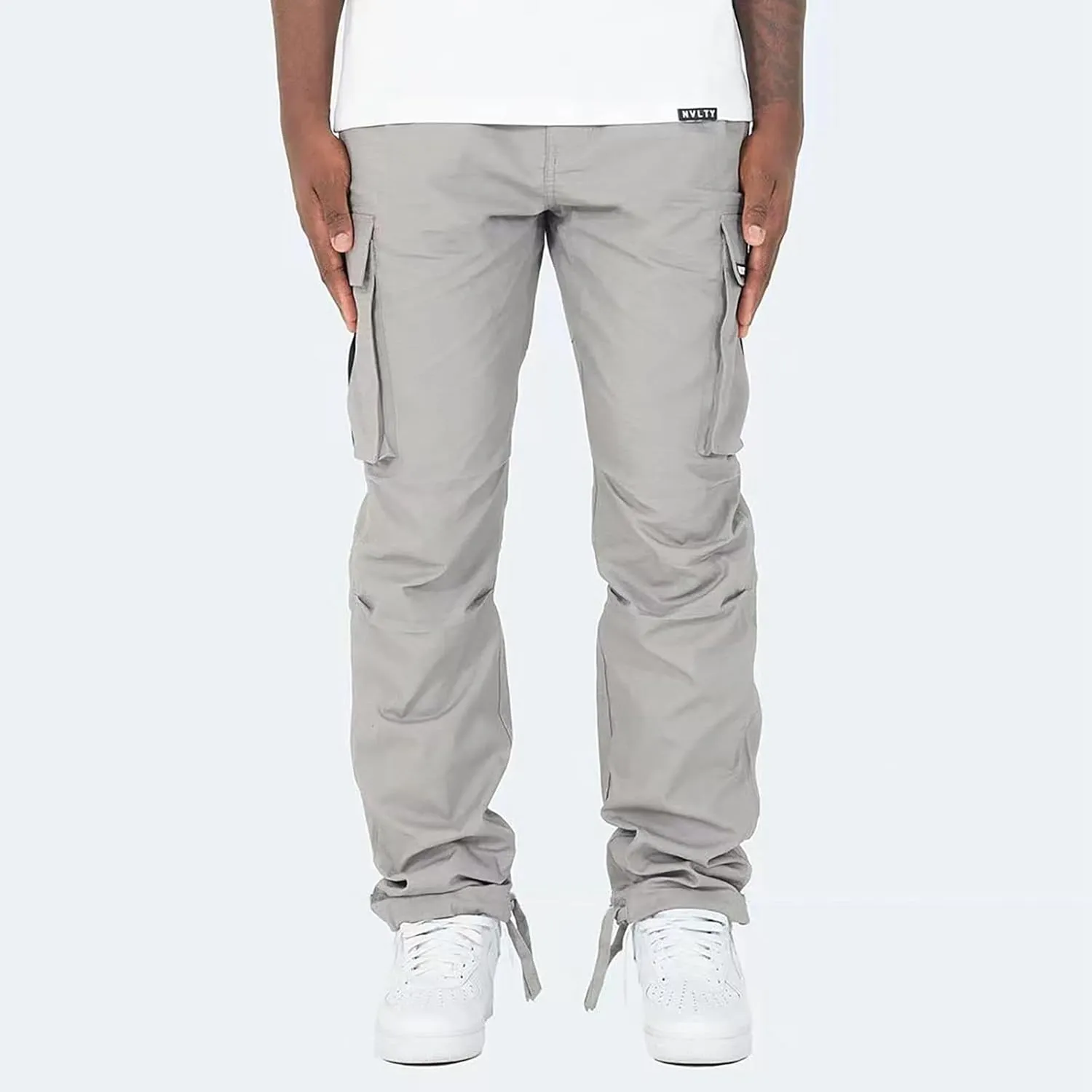 SUWBMHWE Mens Fashion Cargo Pants Multi Pocket Athletic Pants Casual Outdoor Trousers with Drawstring Loose Work Pants