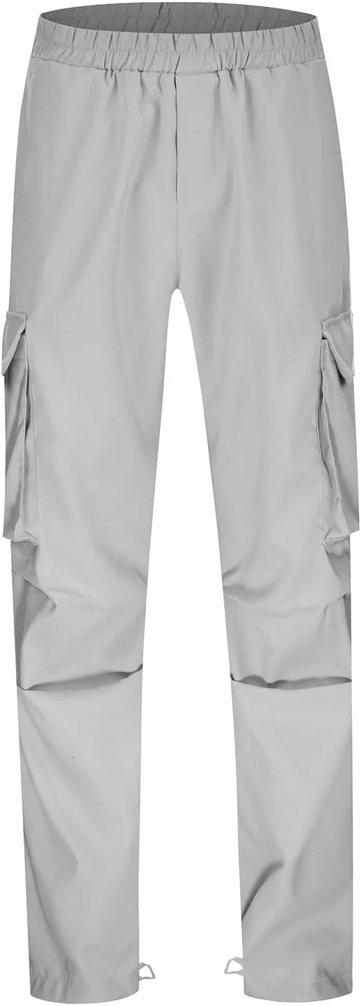 SUWBMHWE Mens Fashion Cargo Pants Multi Pocket Athletic Pants Casual Outdoor Trousers with Drawstring Loose Work Pants
