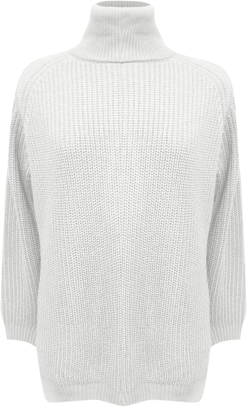 Sweater for Women Oversized Sweater Slit Hem Womens Cable Knit Sweaters Plus Size Turtleneck Cozy Pullover Tops