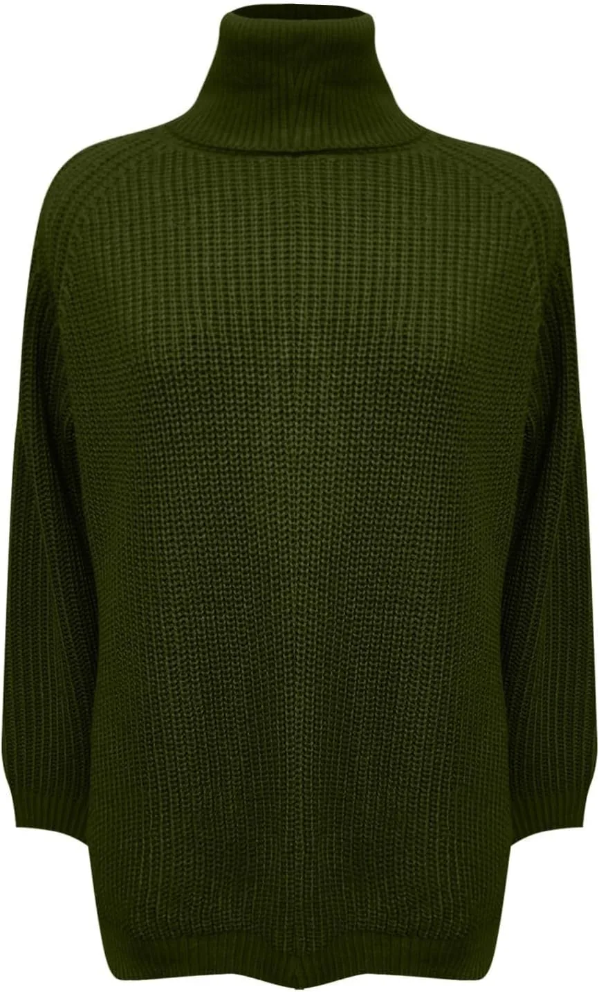 Sweater for Women Oversized Sweater Slit Hem Womens Cable Knit Sweaters Plus Size Turtleneck Cozy Pullover Tops