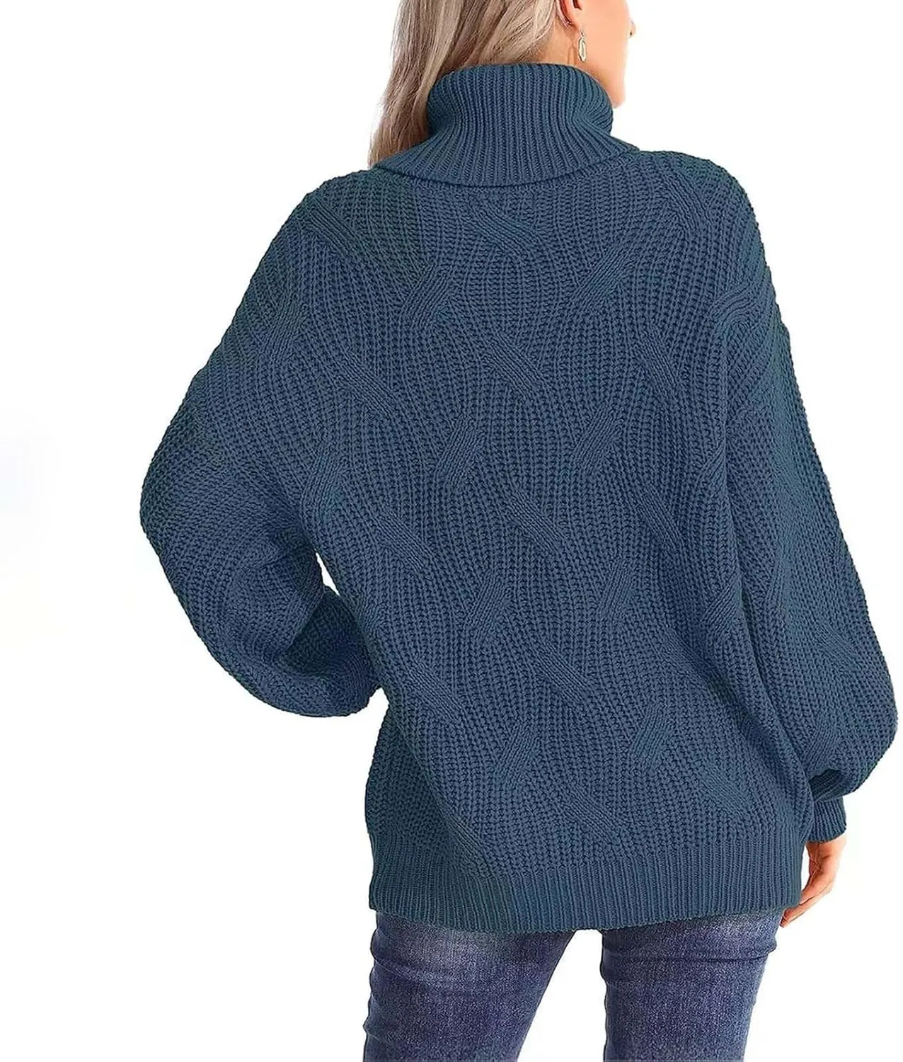 Sweaters for Women Oversized Long Sleeve Turtleneck Pullovers Comfortable Casual Cable Knit Sweaters