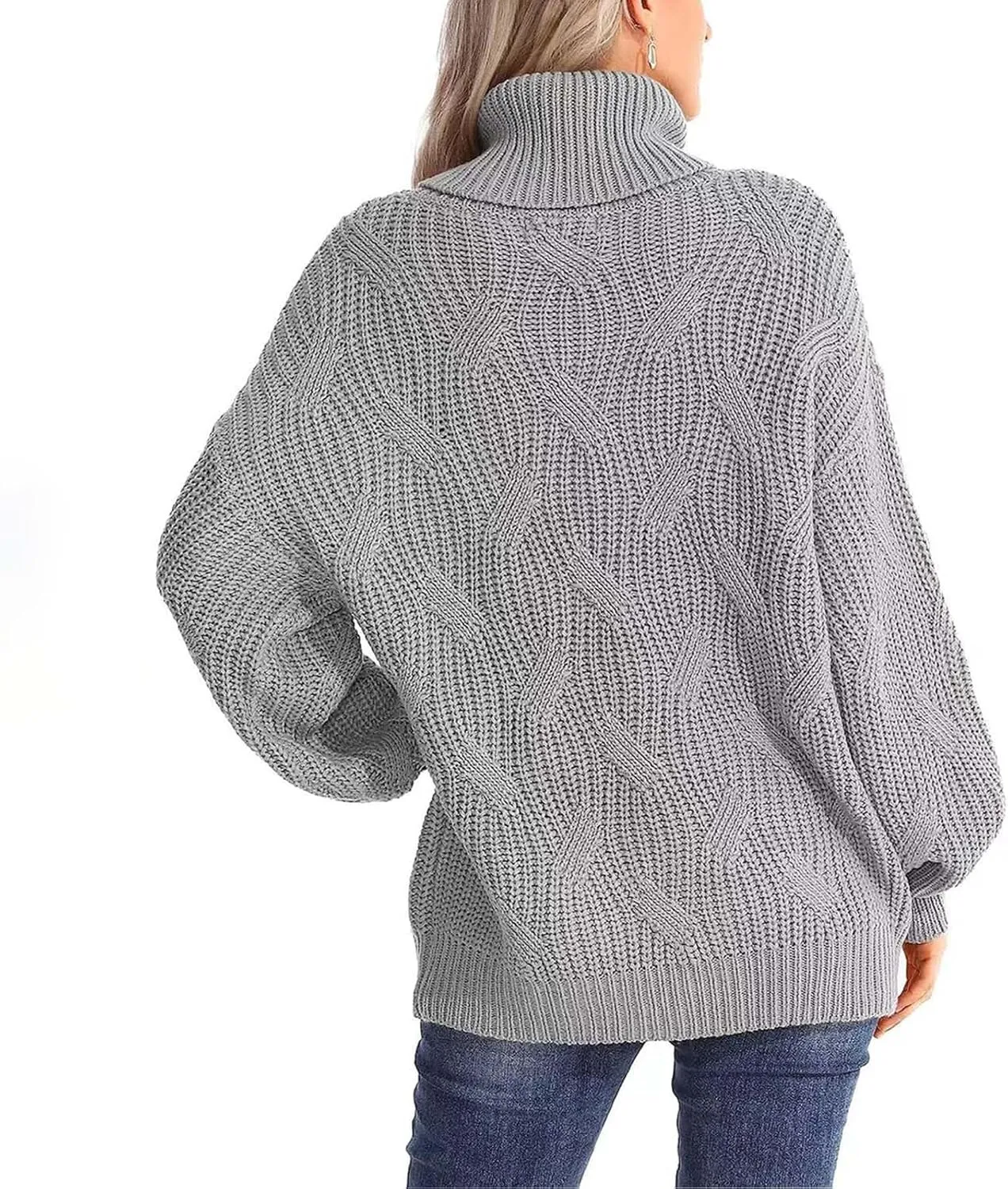 Sweaters for Women Oversized Long Sleeve Turtleneck Pullovers Comfortable Casual Cable Knit Sweaters