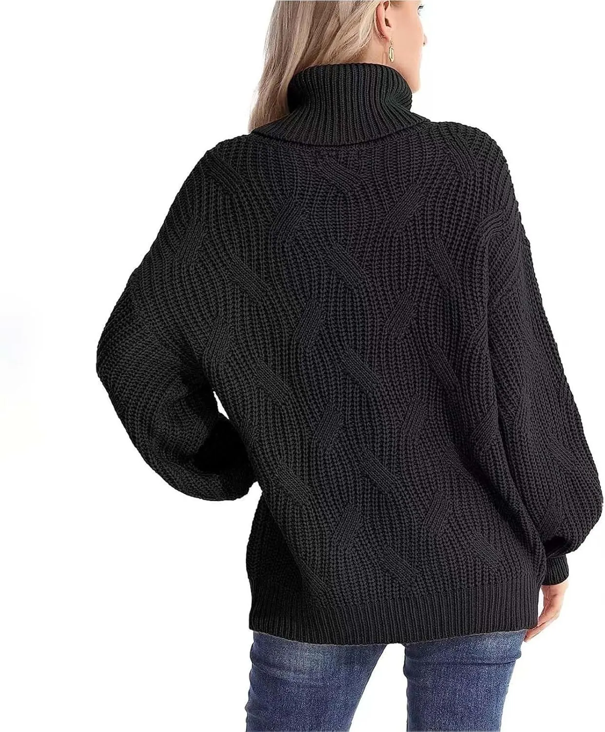 Sweaters for Women Oversized Long Sleeve Turtleneck Pullovers Comfortable Casual Cable Knit Sweaters