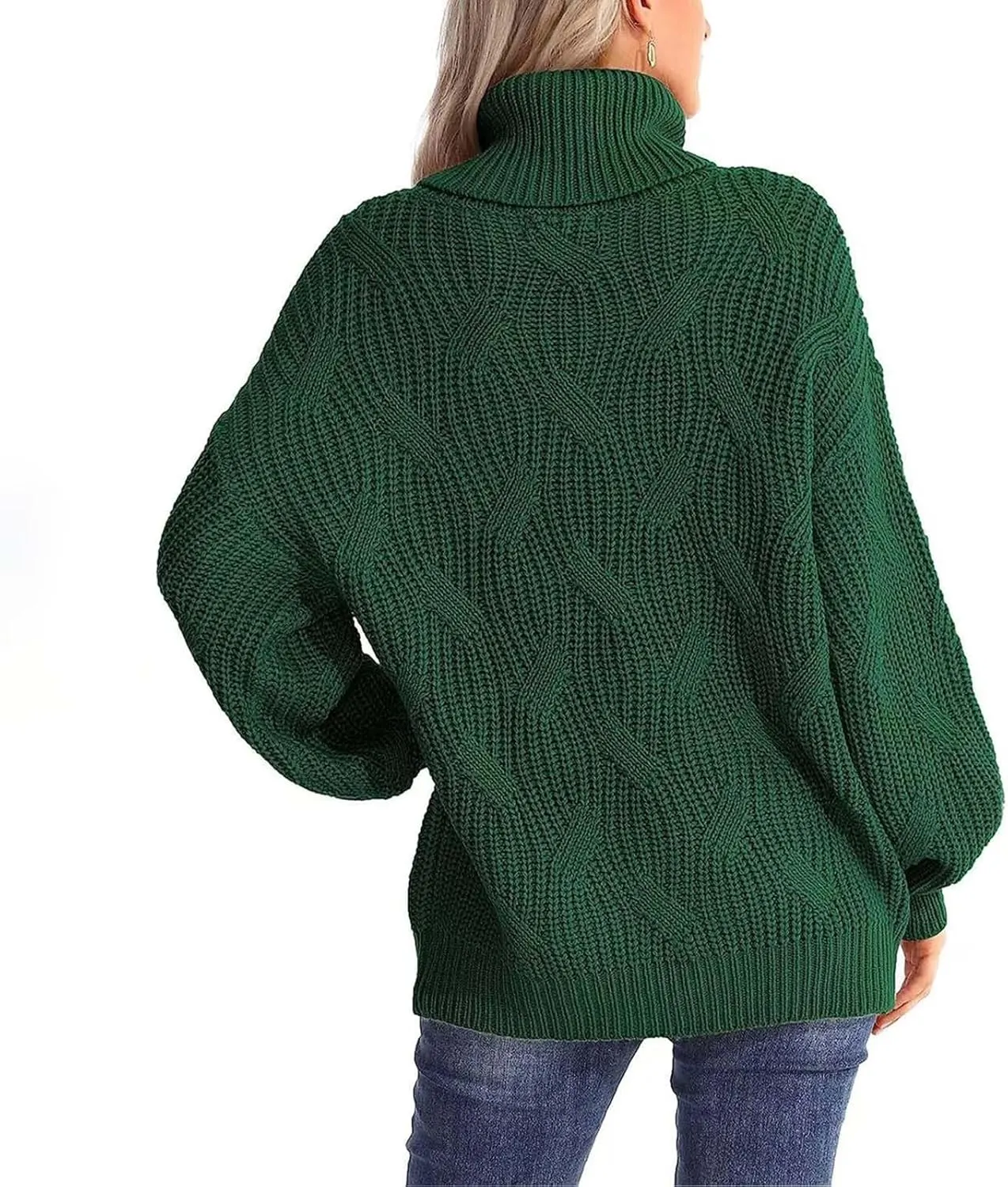 Sweaters for Women Oversized Long Sleeve Turtleneck Pullovers Comfortable Casual Cable Knit Sweaters