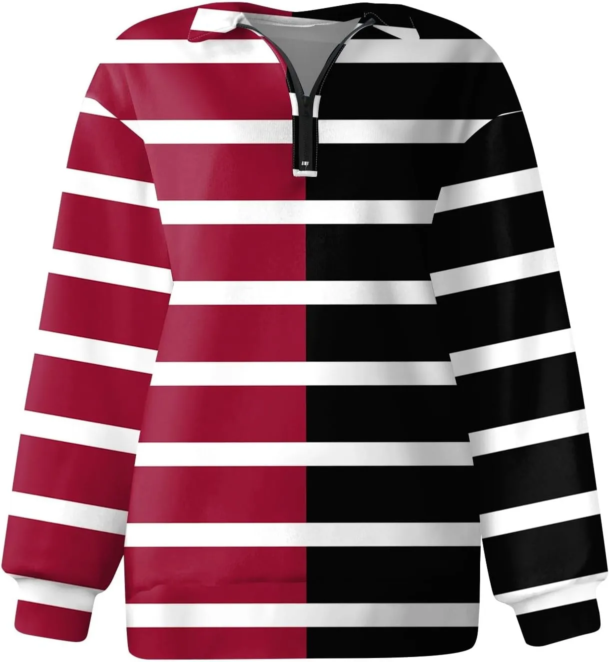 Sweatshirt For Women Trendy Striped Sweatshirt Oversized Long Sleeve Shirts Workout Half Zip Pullover Tops