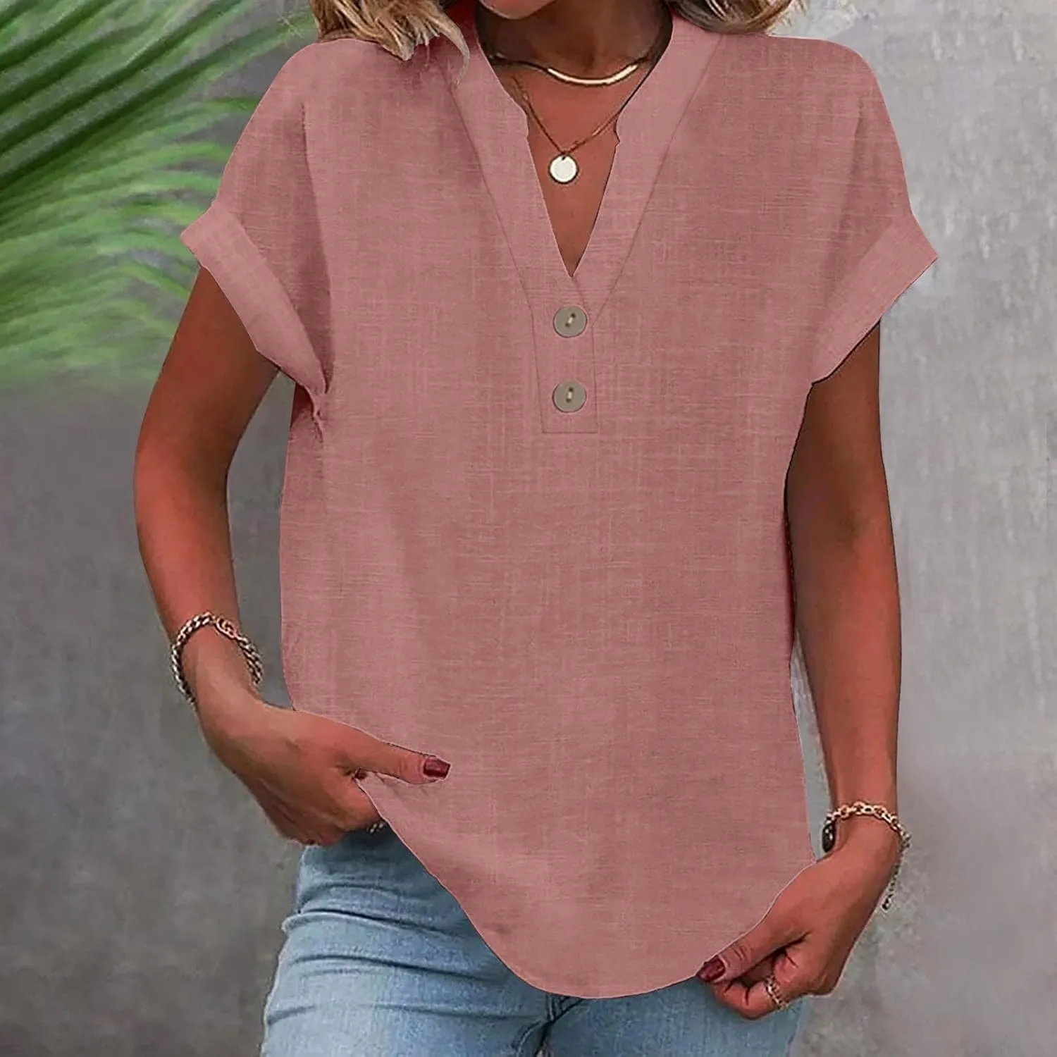 T Shirts for Women Fashion Sexy V Neck Tops Trendy Casual Short Sleeve Solid Tees Ladies Summer Loose Comfy Blouses
