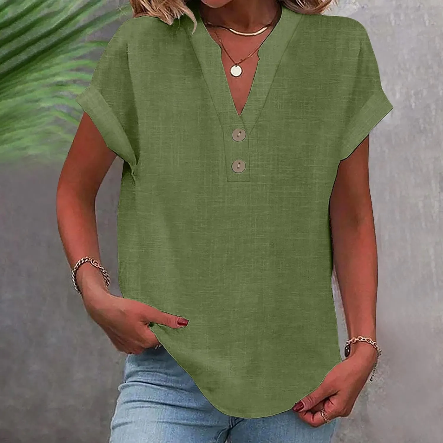 T Shirts for Women Fashion Sexy V Neck Tops Trendy Casual Short Sleeve Solid Tees Ladies Summer Loose Comfy Blouses