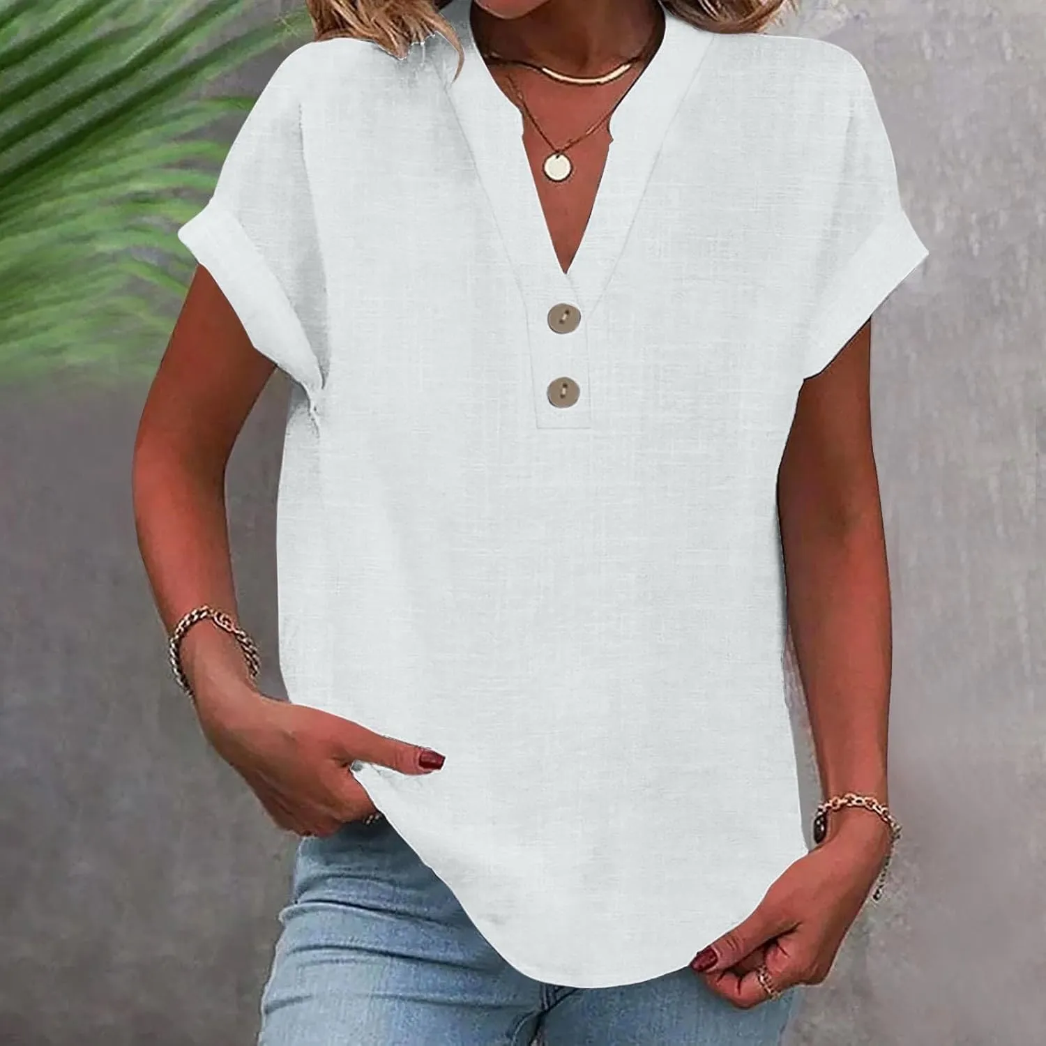 T Shirts for Women Fashion Sexy V Neck Tops Trendy Casual Short Sleeve Solid Tees Ladies Summer Loose Comfy Blouses