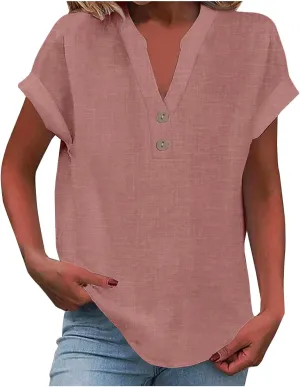 T Shirts for Women Fashion Sexy V Neck Tops Trendy Casual Short Sleeve Solid Tees Ladies Summer Loose Comfy Blouses